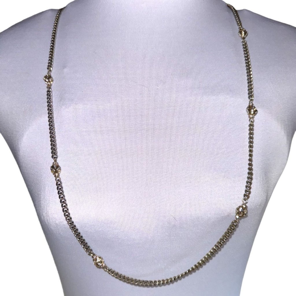 GoldTone Loft Long Chain Necklace With Rhinestone Accents  Lobster Clasp